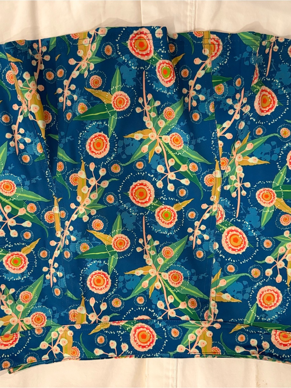 Bright Blue Floral Cotton Skirt Panel